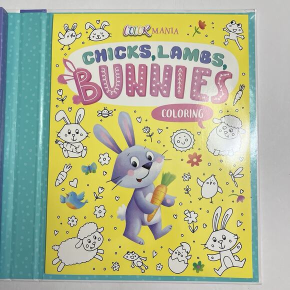 Color Mania Chicks Lambs Bunnies Coloring Set With 12 Stackable Crayons Kit - Picture 3 of 7